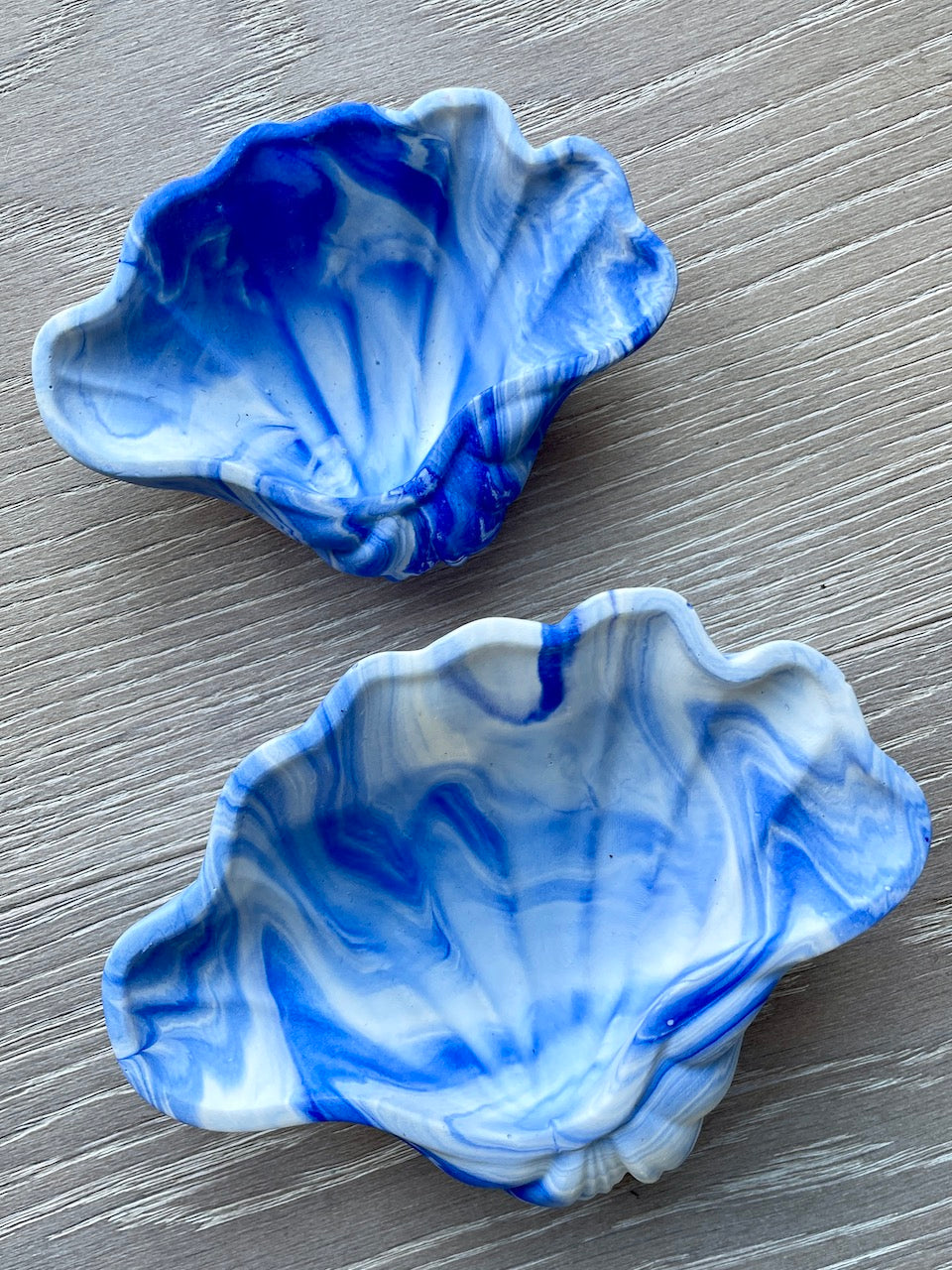Lille Amy muslingeskal - Blå marmor