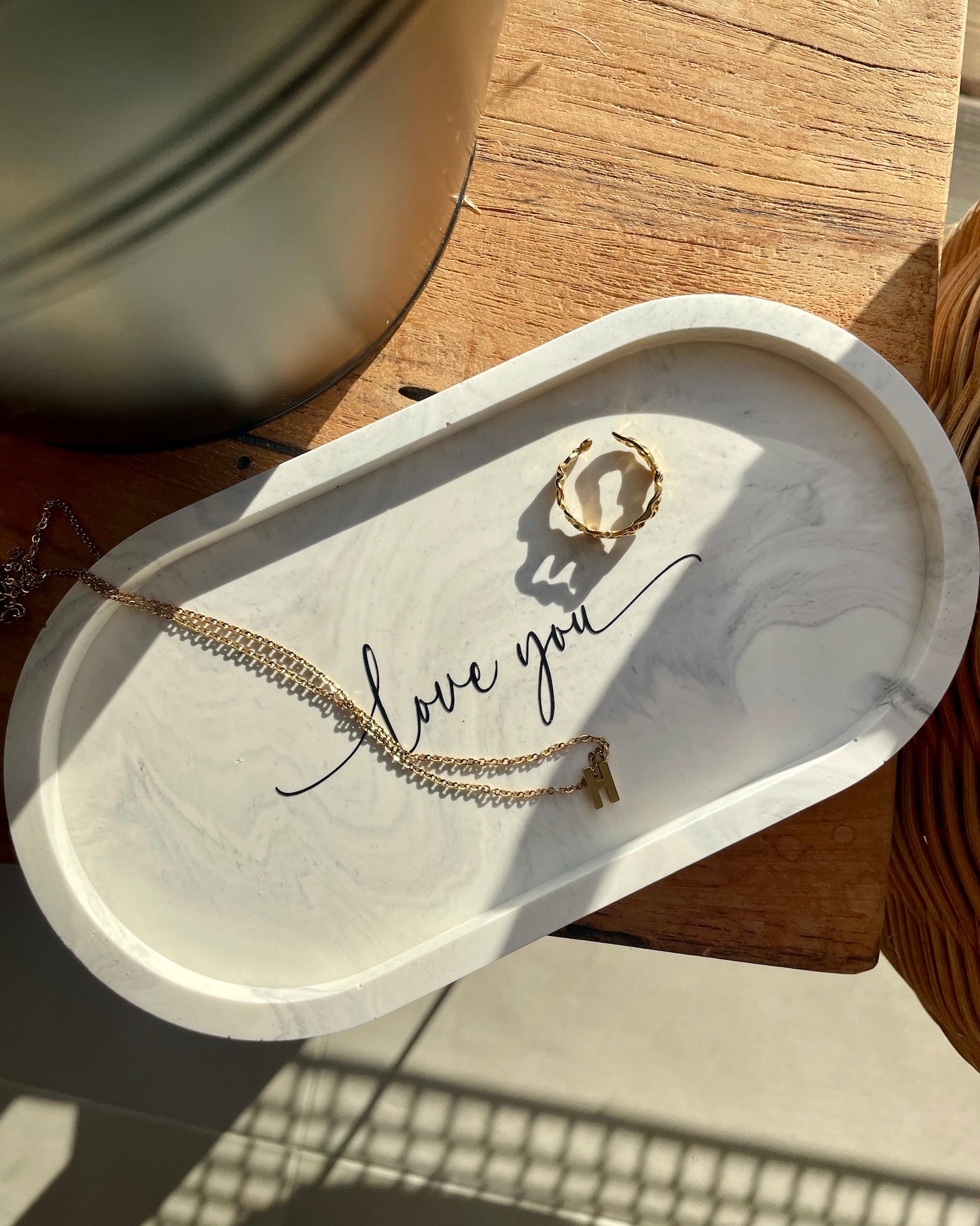 Classic decorative tray in gray marble