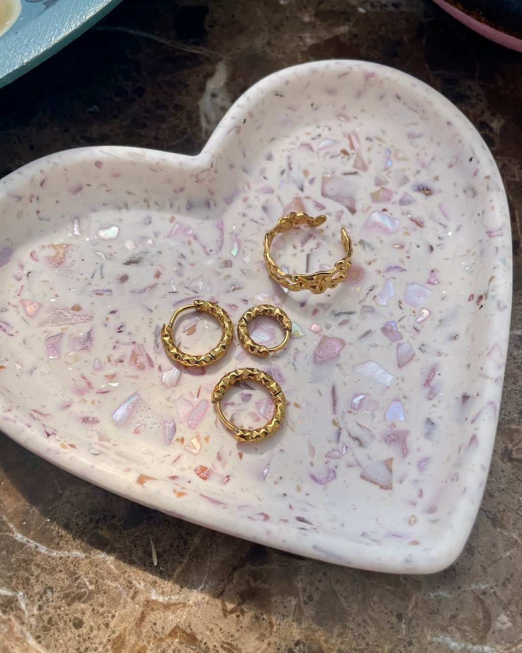 Hjerte - Lyserøde marmor skaller