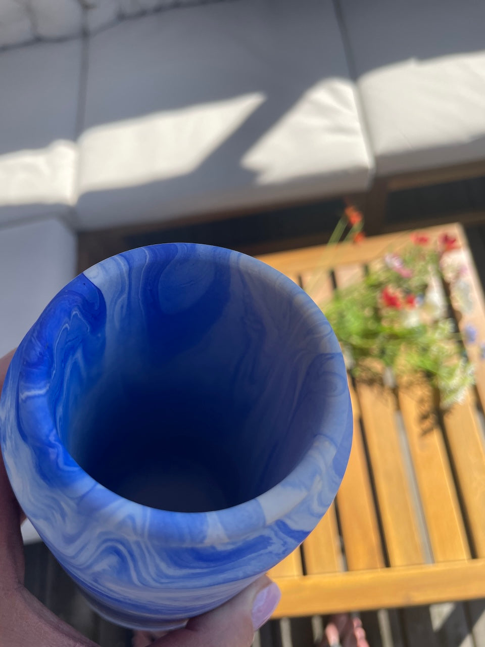 Hög vas - Grå marmor