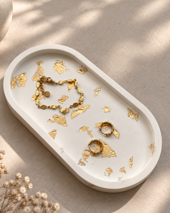 Klassisk bakke - Hvid med guld