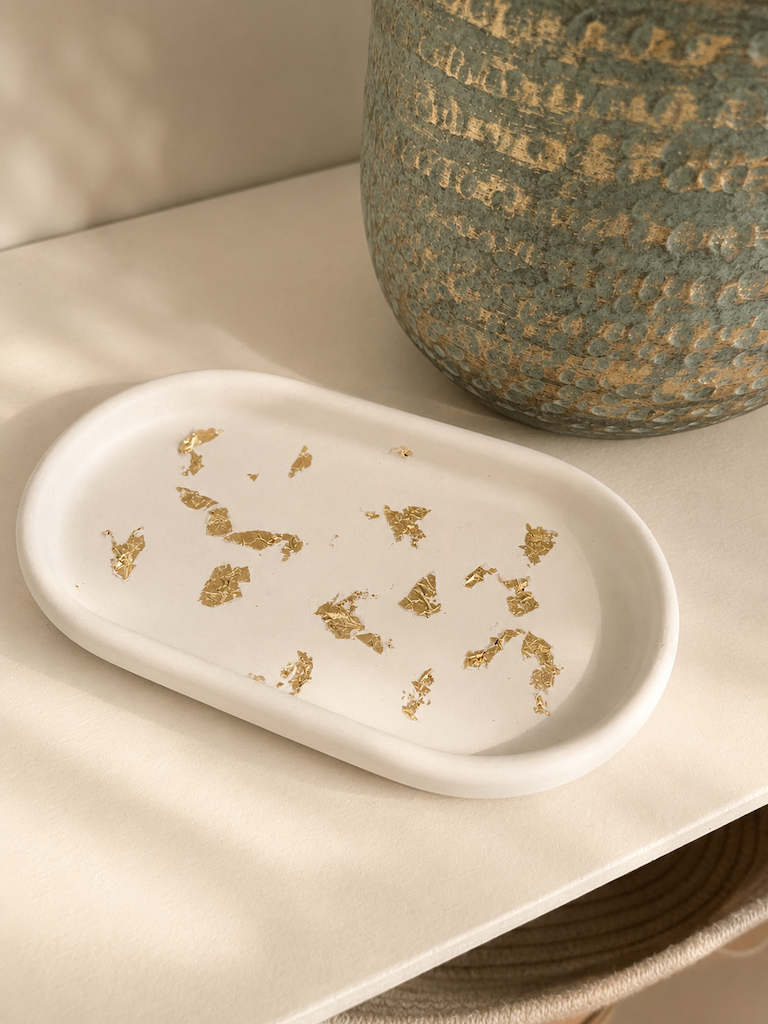 Decoration tray - Pink with gold