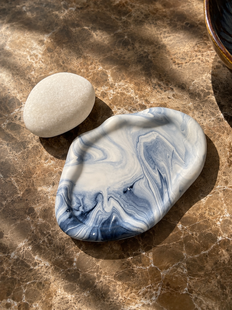 Large round tray - With grey marble