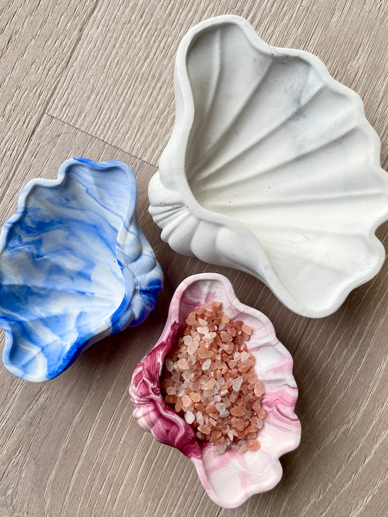Lille Amy muslingeskal - Blå marmor