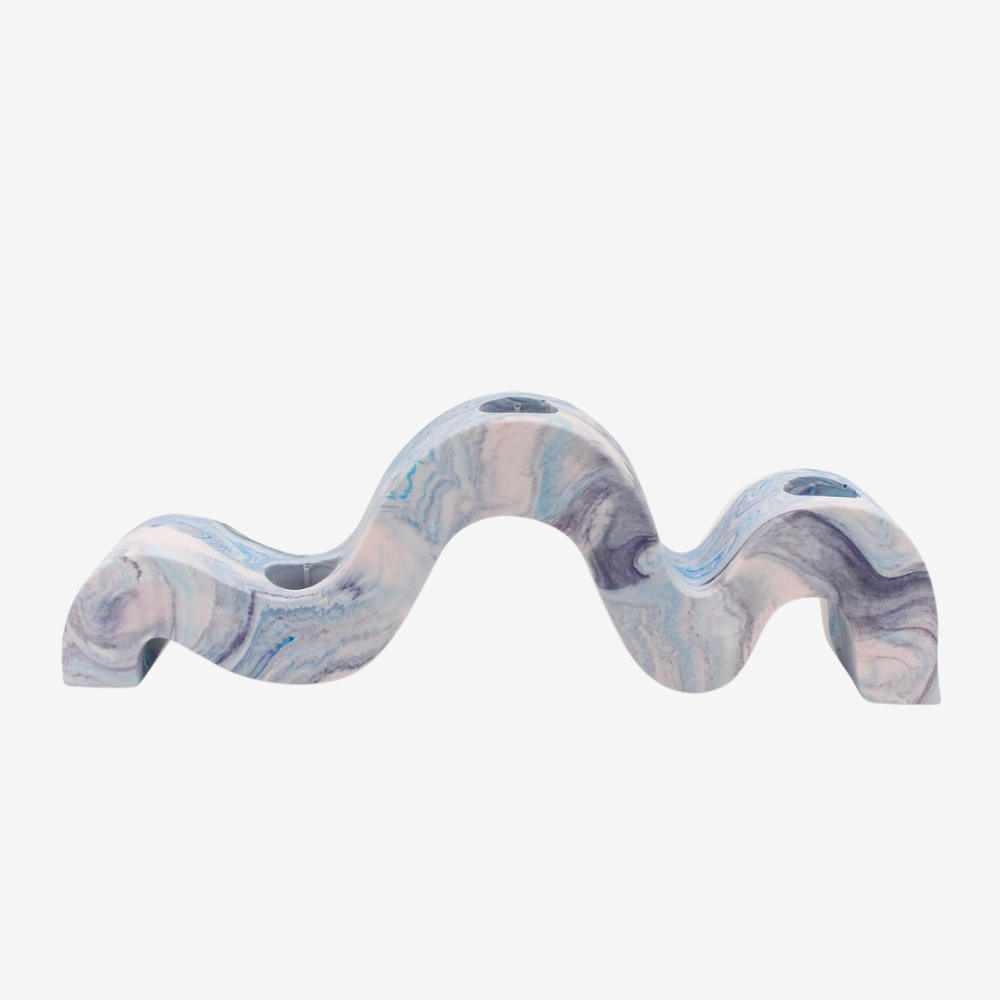Bølget lysestage - Swirl pastel