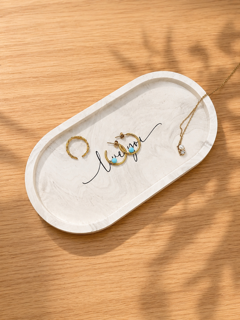 Classic decorative tray in gray marble