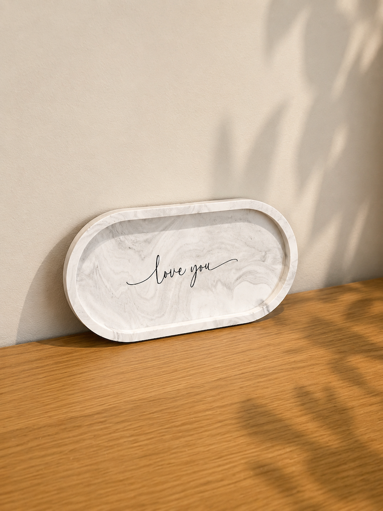 Classic decorative tray in gray marble