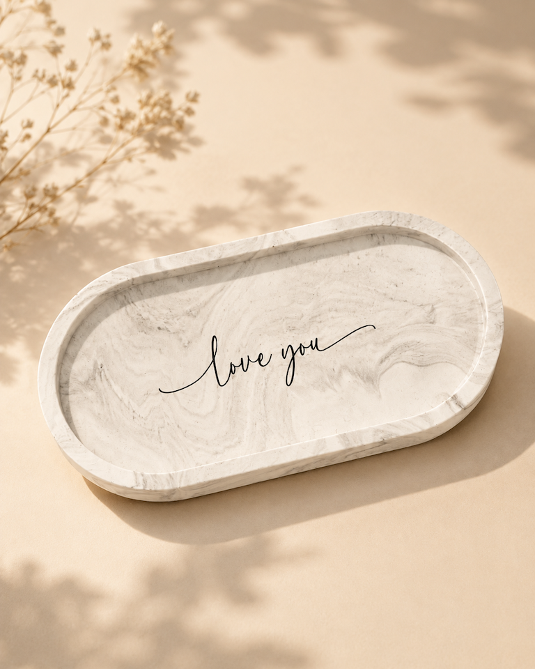 Classic decorative tray in gray marble