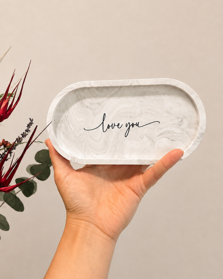 Classic decorative tray in gray marble