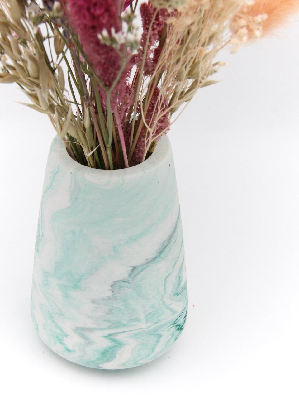 Vase med buket - Grøn marmor
