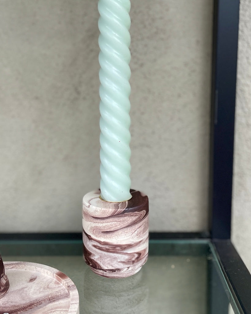 Set in rose brown marble with custom text