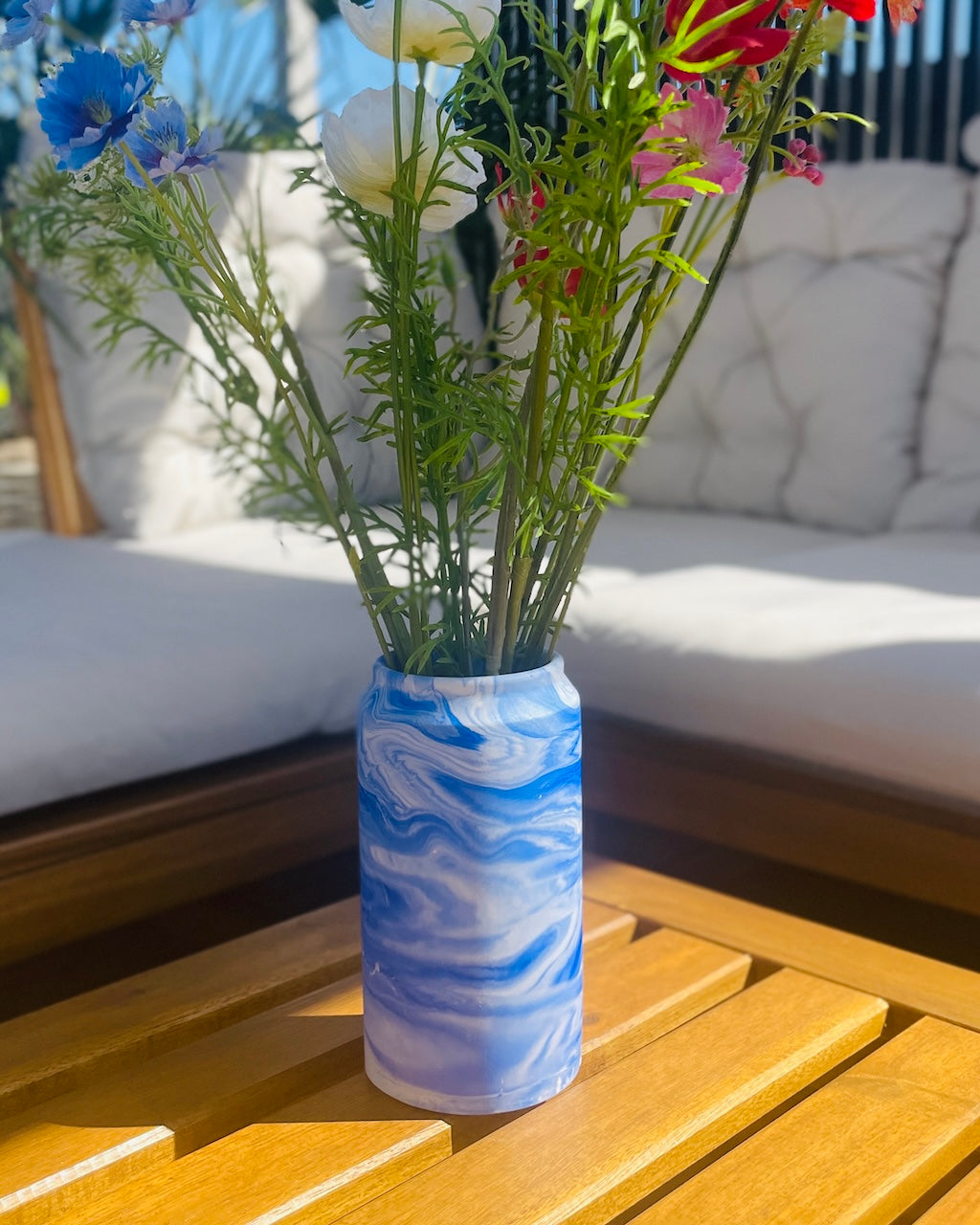Hög vas - Grå marmor