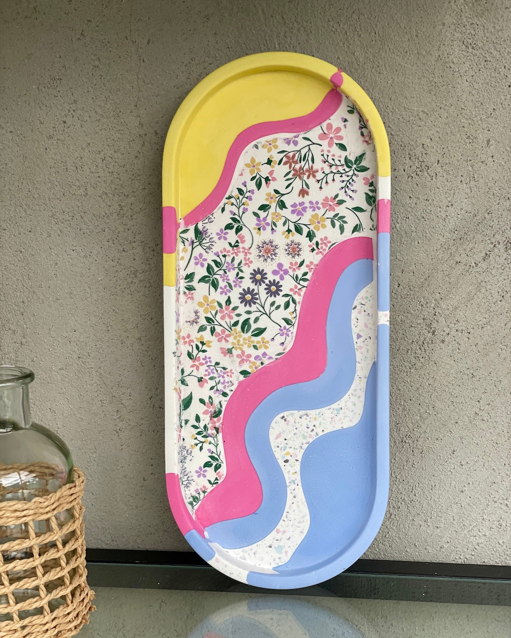 Stor oval bakke - Pastel og blomster