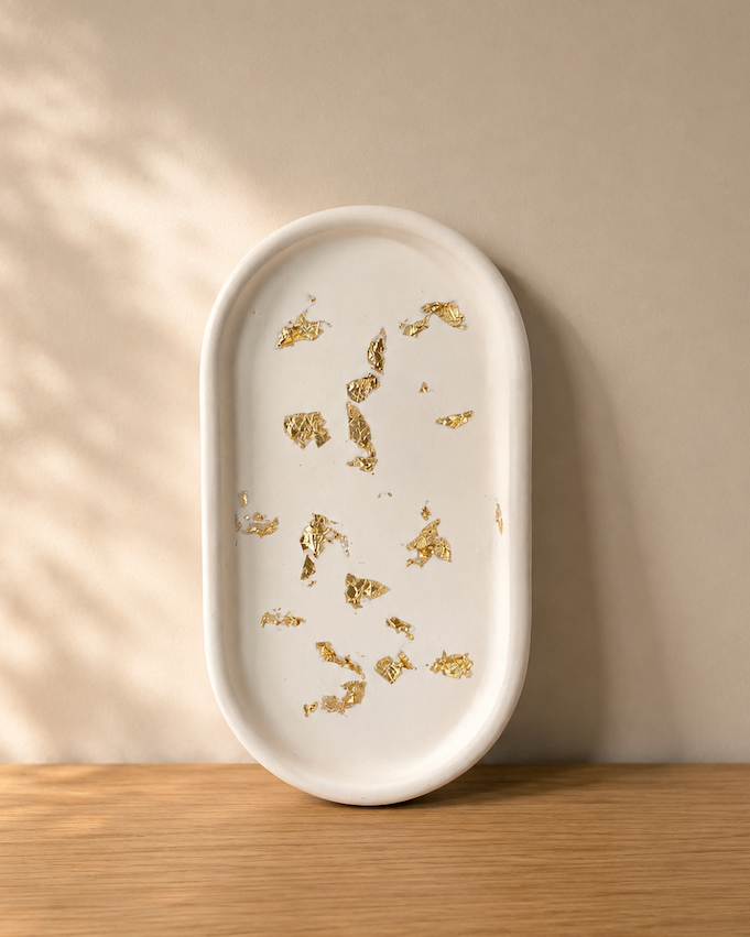 Decoration tray - Pink with gold