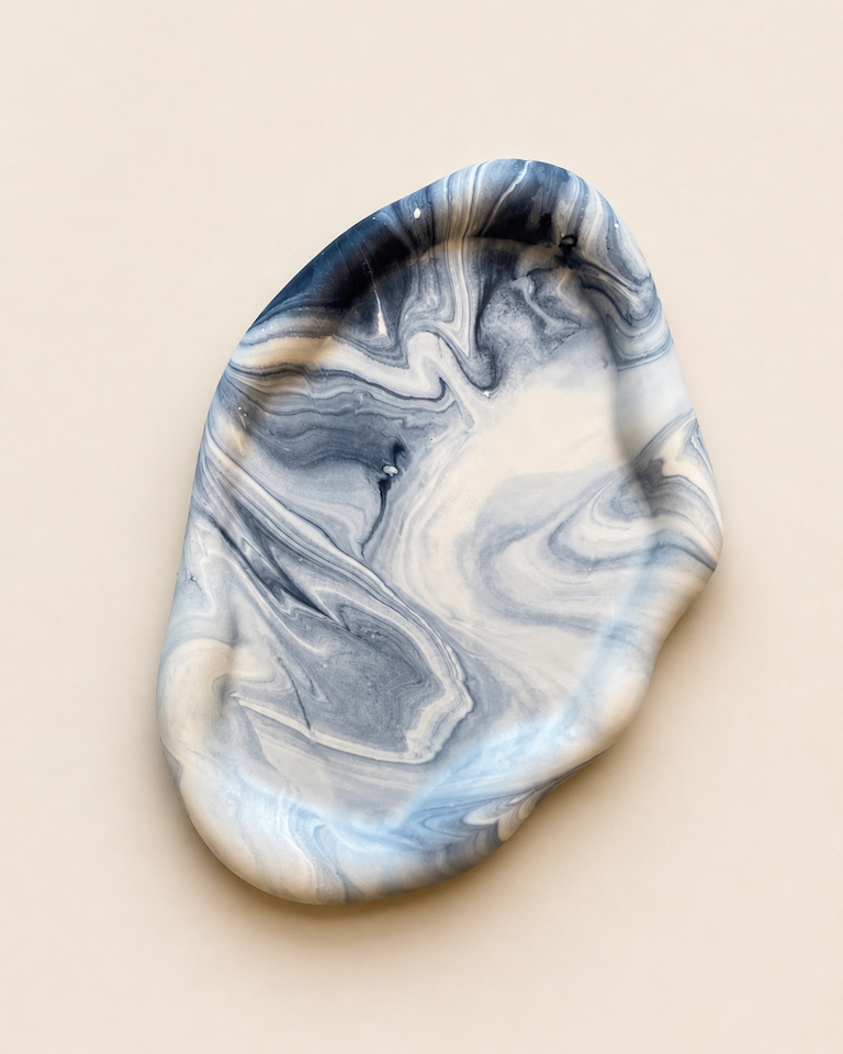 Large round tray - With grey marble