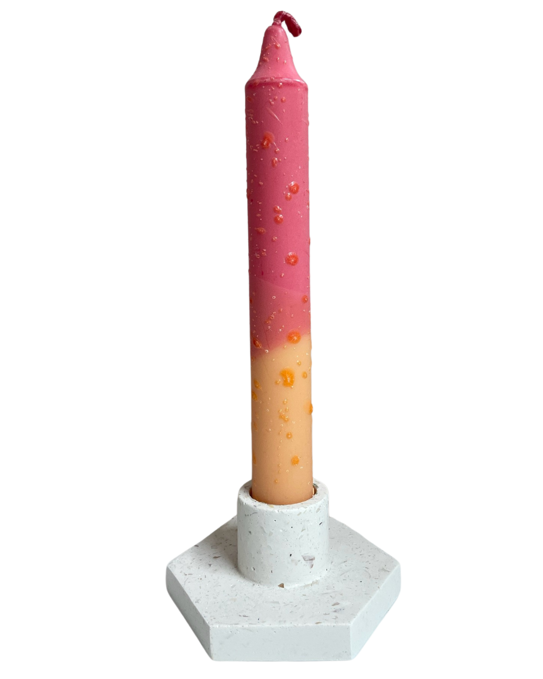 Candle - Orange, pink with dots