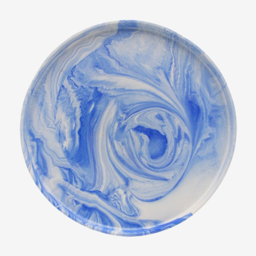 Large round tray - Blue marble