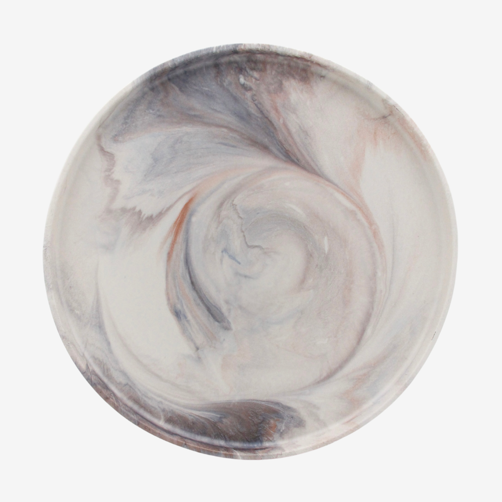 Large round tray - With grey marble