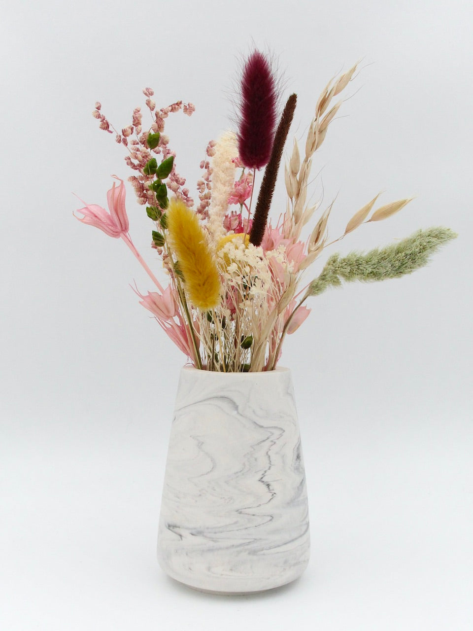 Vase med buket - Grå marmor
