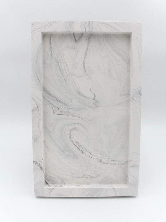 Dekorationsbricka - Grå marmor med silver