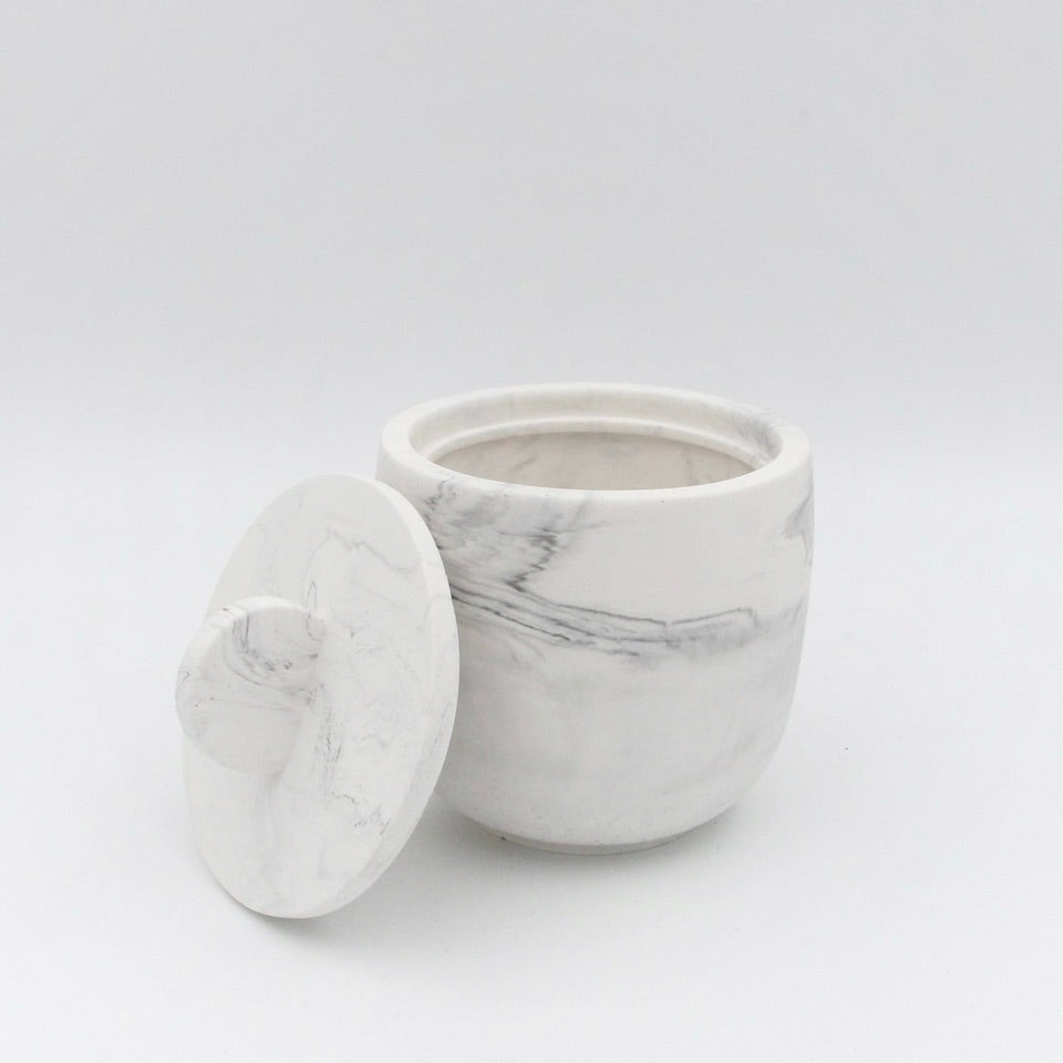 Jar with lid - Gray marble