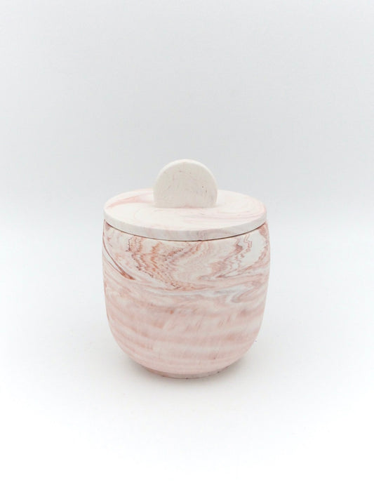 Jar with lid - Terracotta marble