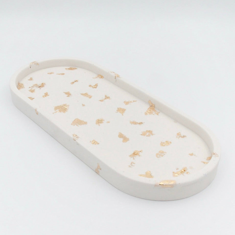 Stor Dekorationsbakke - Beige med guld (7556694868162)