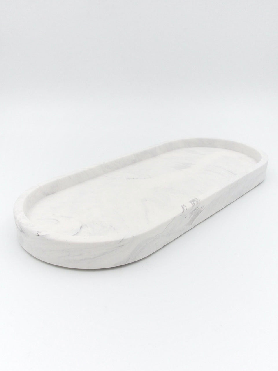 Stor Dekorationsbakke - Hvid & sort/grå marmor (7254234595522)